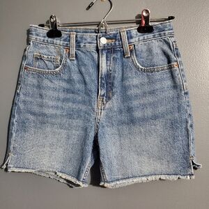 Old Navy Cut Off Blue Jean Shorts Distressed Raw-Edge Hem High Rise Girls Sz 10
